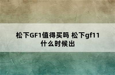 松下GF1值得买吗 松下gf11什么时候出